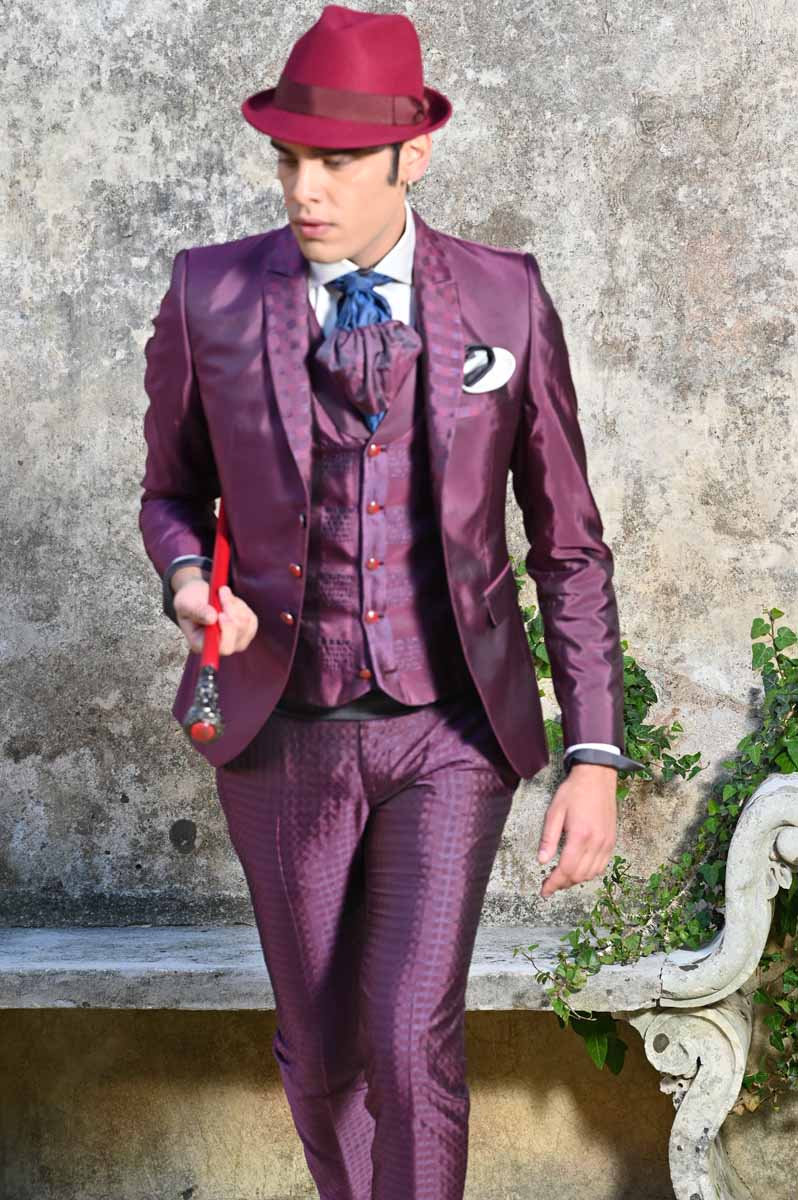 Abito da uomo glamour lusso rosso bordeaux bordò made in Italy 100