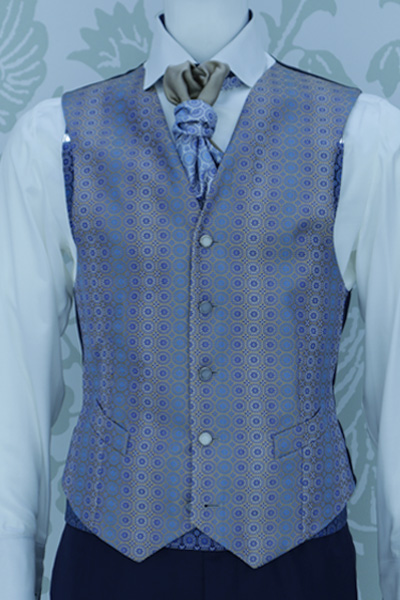 Panciotto gilet gilè blu azzurro abito da sposo fashion made in Italy 100