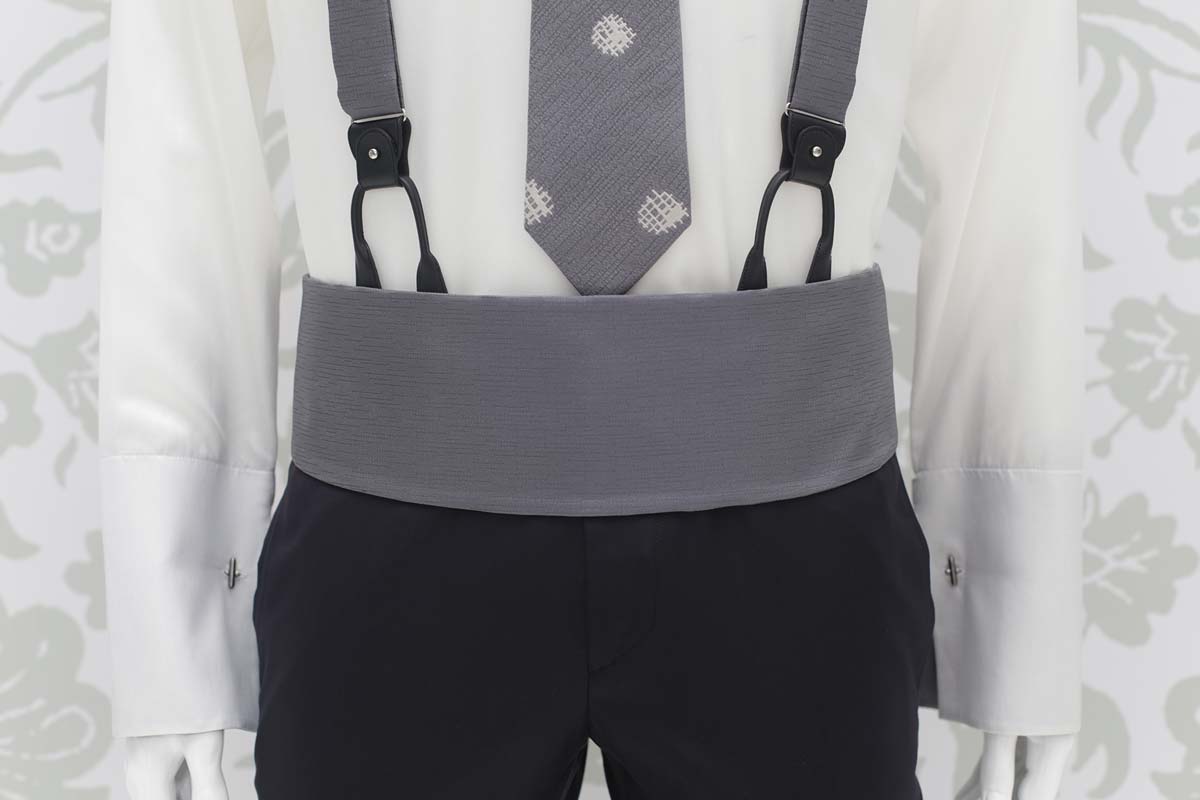 Black / Grey Leather / Silk Tie Suspenders Made In Italy – COCHIC