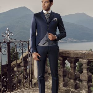 Classic navy blue wedding suit 100% made in Italy by Cleofe Finati