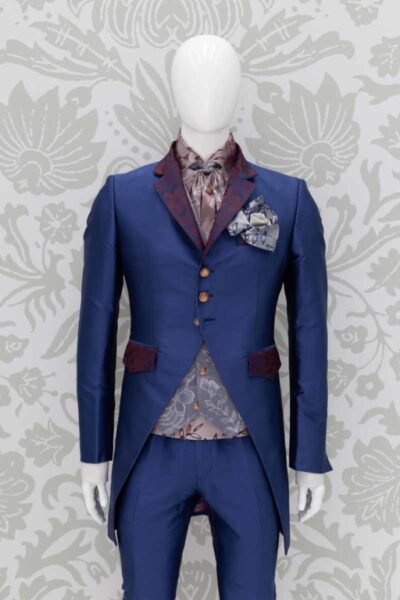 Giacca smoking abito da uomo glamour lusso blu e nero made in Italy 100% by Cleofe Finati