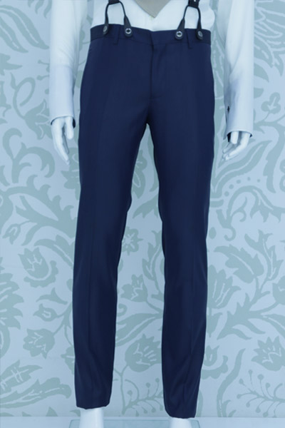 Navy blue fashion wedding suit trousers 100% made in Italy by Cleofe Finati