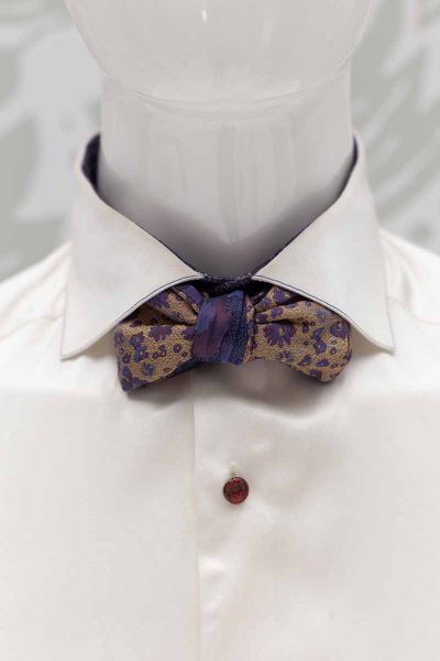 Papillon dandy blu ocra abito da uomo glamour blu navy made in Italy 100% by Cleofe Finati