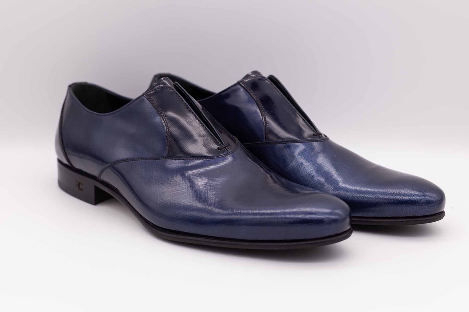 Navy blue shoe slippers classic blue black wedding suit 100% made in Italy