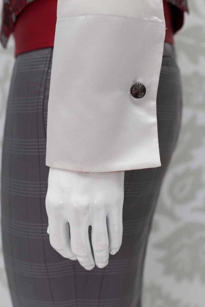 Cream shirt glamour men’s suit grey red 100% made in Italy by Cleofe Finati