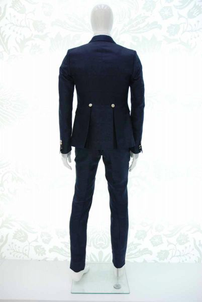 Glamorous luxury men’s suit jacket midnight blue 100% made in Italy by Cleofe Finati