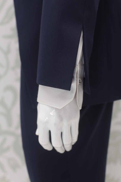 Navy blue fashion wedding suit jacket 100% made in Italy by Cleofe Finati