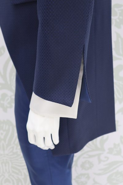 Classic blue wedding suit jacket 100% made in Italy by Cleofe Finati