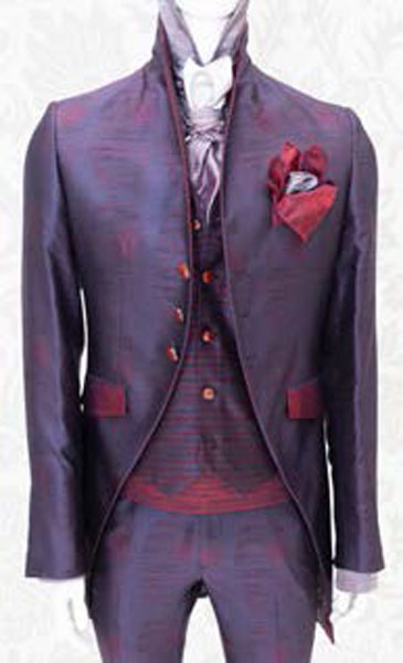 Glamorous wine red men's suit jacket 100% made in Italy by Cleofe Finati