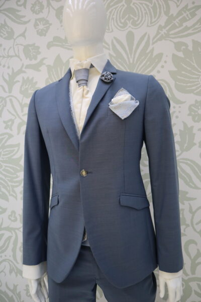 Light blue groom suit jacket 100% made in Italy by Cleofe Finati