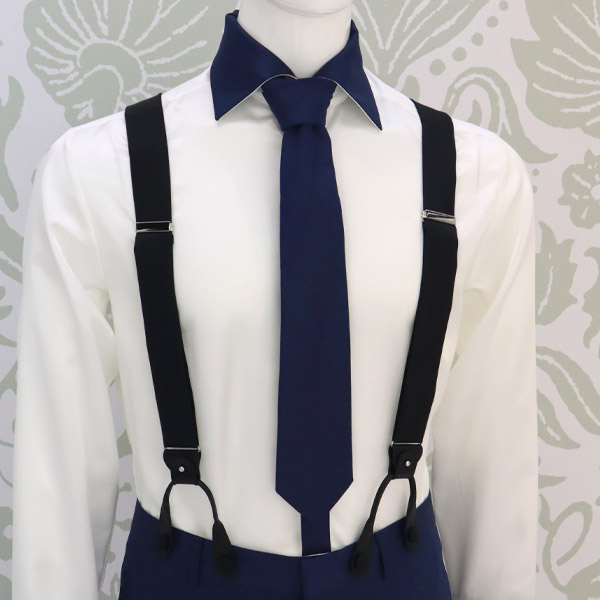 Black or midnight blue suspenders for classic ceremony blue tuxedos 100%  made in Italy