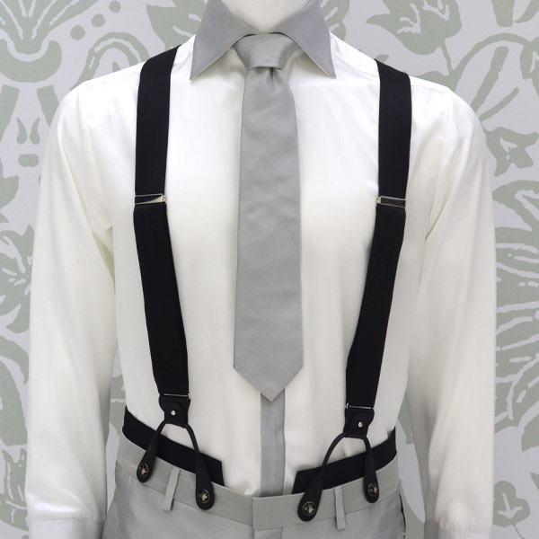 Black suspenders for blue tuxedo classic ceremony 100% made in Italy