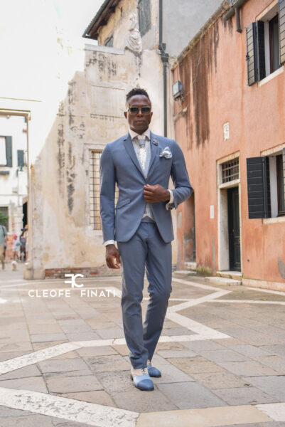 Blue groom suit made in Italy 100% by Cleofe Finati