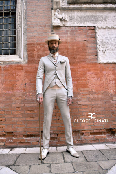 Cream wedding suit boho chic taste made in Italy 100% by Cleofe Finati