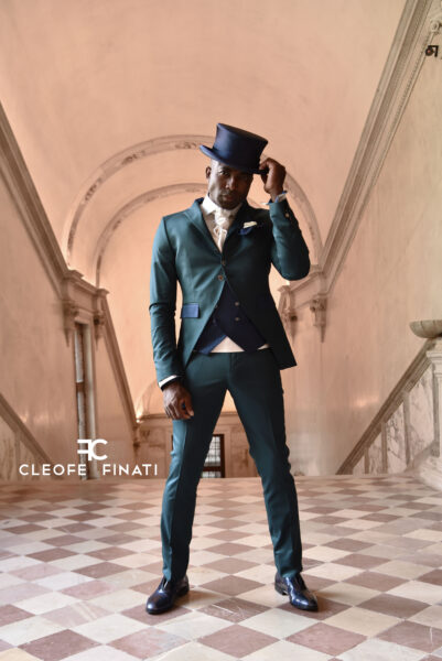 Oak green men's wedding suit DINO BUZZATI by Cleofe Finati