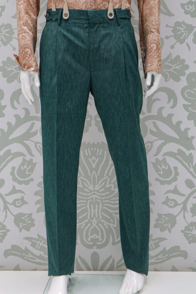 Green trousers glamorous men's suit made in Italy 100% by Cleofe Finati