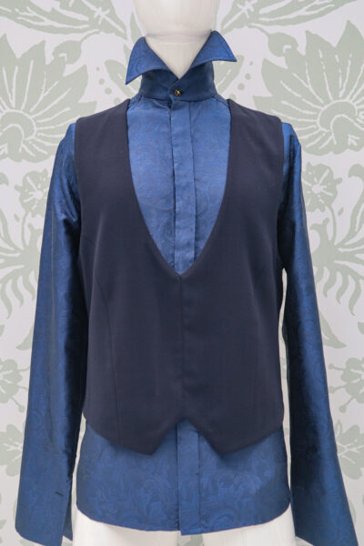 KIERKEGAARD ​​men's blue wool crepe WAISTCOAT by Cleofe Finati