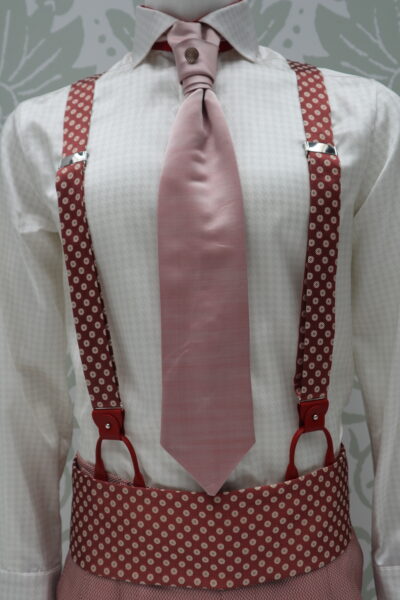 Pink and sage dandy plastron glamorous men's suit made in Italy 100% by Cleofe Finati