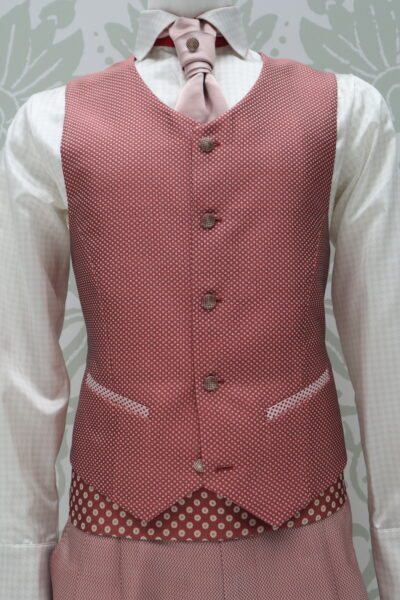 Glamorous pink men's suit waistcoat vest made in Italy 100% by Cleofe Finati