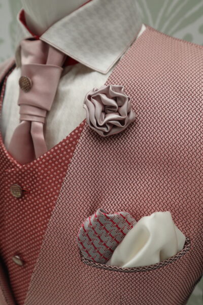 Double white handkerchief men's suit glamorous pink made in Italy 100% by Cleofe Finati