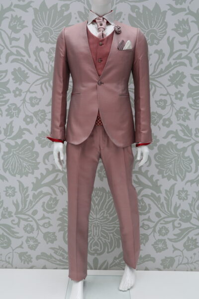 Luxury men's suit jacket pink made in Italy 100% by Cleofe Finati