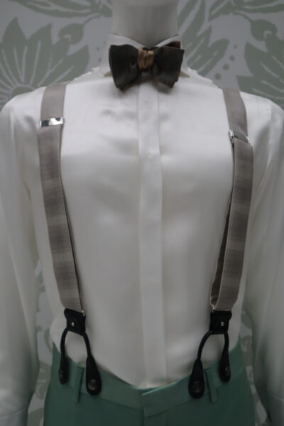 Gray Groom Suit Braces Made in Italy 100% by Cleofe Finati