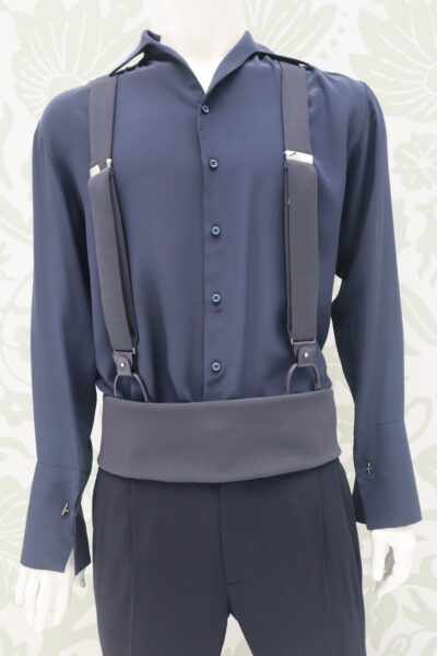 Glamorous Blue Men's Suit Braces Made in Italy 100% by Cleofe Finati