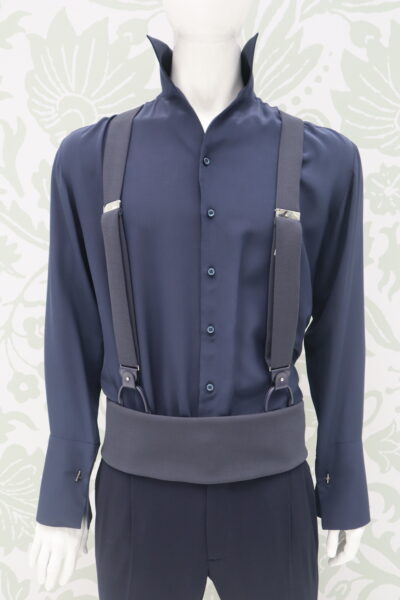 Blue Shirt Men's Dress Glamorous Made in Italy 100% by Cleofe Finati