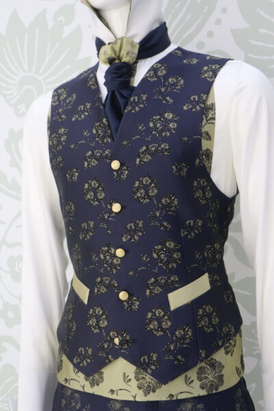 Waistcoat vest blue groom suit line tailcoat Limited Edition blue made in Italy 100% by Cleofe Finati