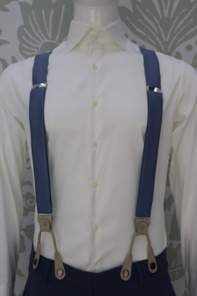 Cream shirt light blue groom suit made in Italy 100% by Cleofe Finati