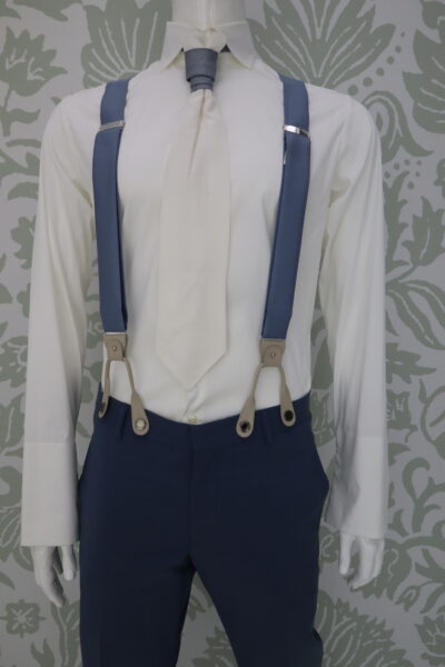 Light blue wedding suit braces made in Italy 100% by Cleofe Finati