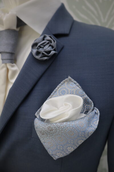 Double pocket square pocket square light blue groom suit made in Italy 100% by Cleofe Finati