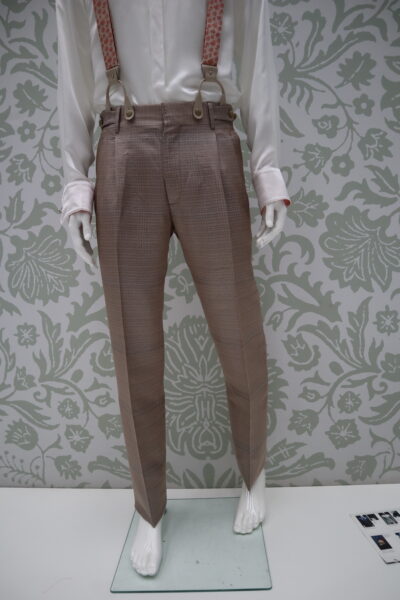 Pantalone abito da uomo glamour mescola di color sabbia bianco e grigio made in Italy 100% by Cleofe Finati