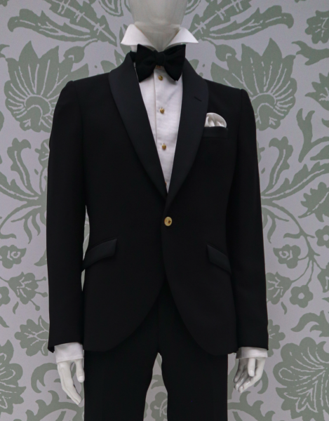 Single-breasted black tuxedo jacket with shawl collar for classic ceremony 100% made in Italy by Cleofe Finati